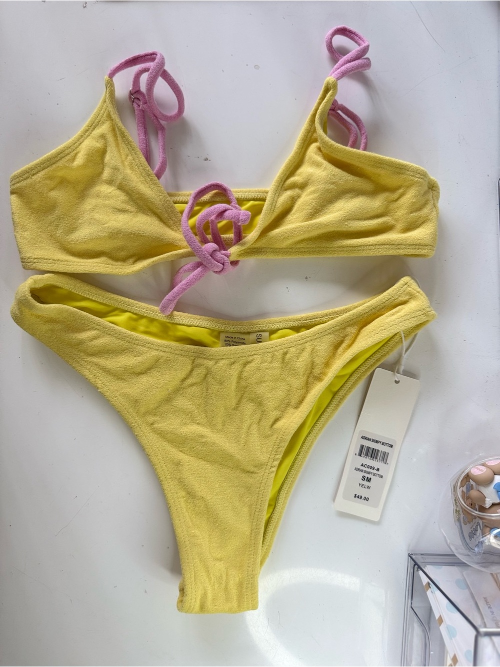 Beach Bunny Summerhaus yellow Two-Piece Bikini with Pink Ties